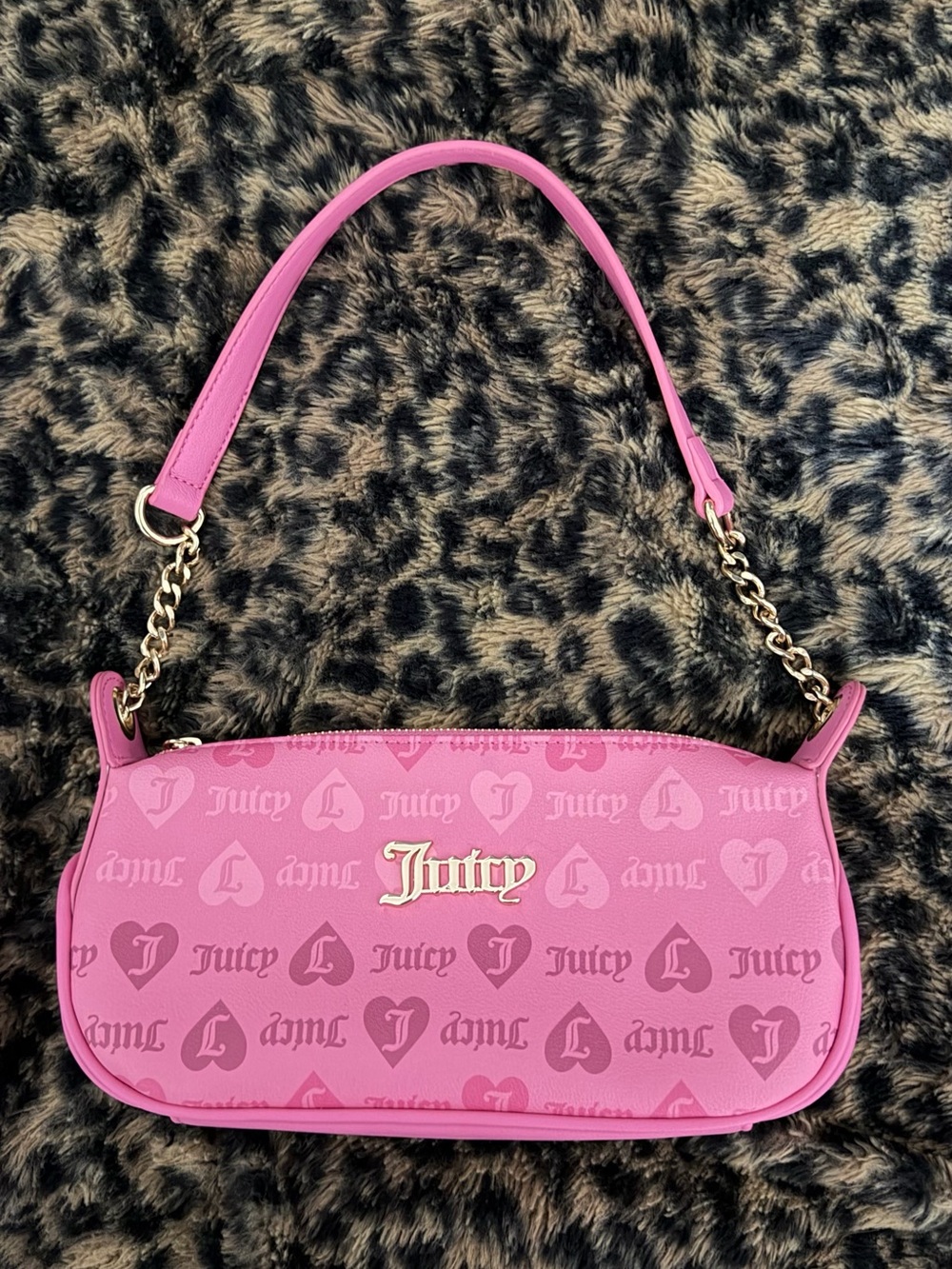 Juicy Couture Hot Pink Logo Shoulder Bag with Gold-Tone Hardware